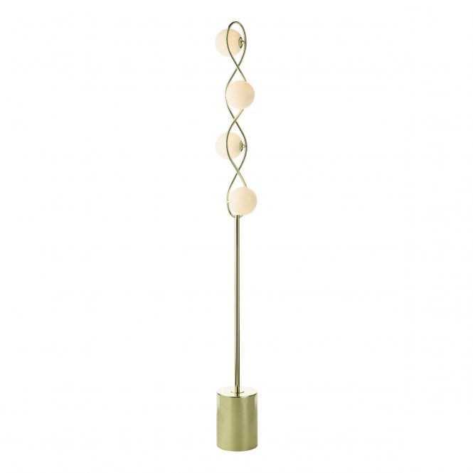 LYSANDRA 4 Light Floor Lamp in Polished Gold with Opal Glass