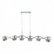 LYSANDRA 6 Light Bar Pendant in Polished Chrome with Smoked Glass Shades