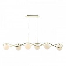 LYSANDRA 6 Light Bar Pendant in Polished Gold with Opal Glass Shades