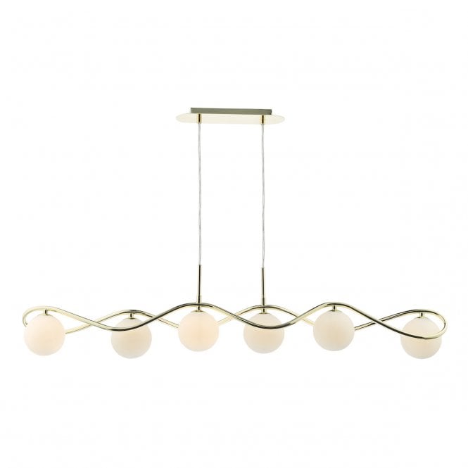 LYSANDRA 6 Light Bar Pendant in Polished Gold with Opal Glass Shades