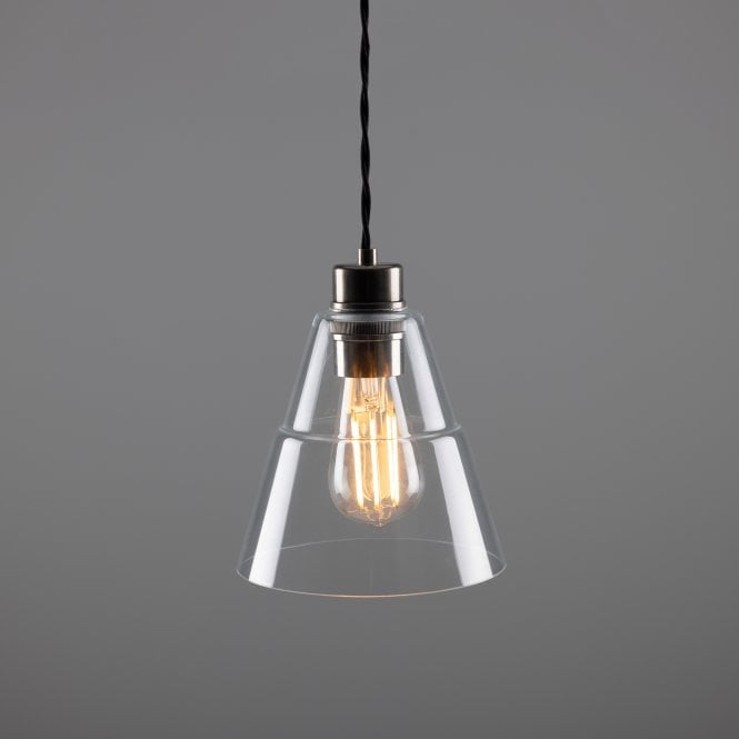 LYX Clear Glass Pendant Light in Antique Silver