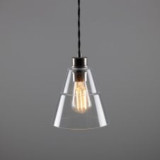 LYX Clear Glass Pendant Light in Antique Silver