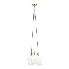 3 light antique brass cluster pendant with glass shades
