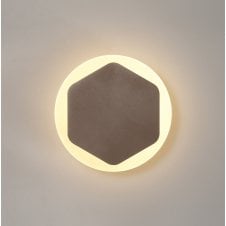 MADDI Hexagonal LED Wall Light in Mocha with Round Diffuser