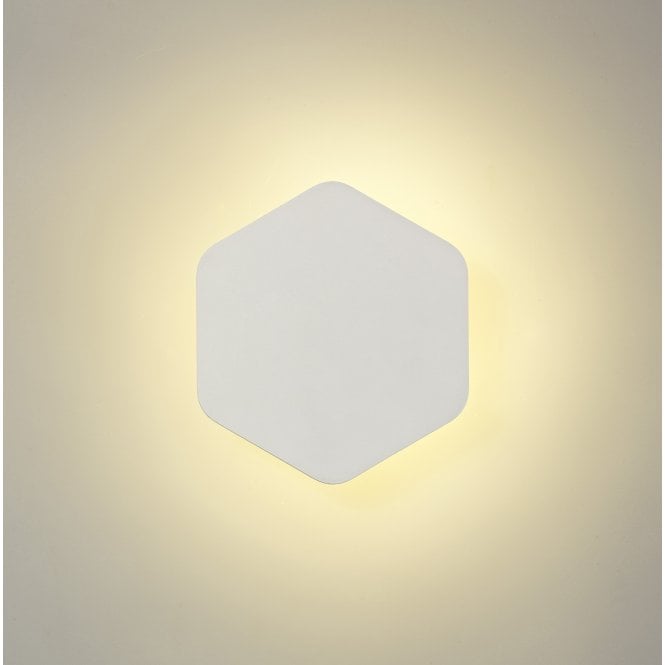 MADDI Hexagonal LED Wall Light in White | 15cm Vertical