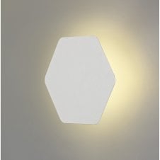 MADDI Hexagonal LED Wall Light in White | 20cm Horizontal