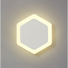 MADDI Hexagonal LED Wall Light in White with Large Frosted Diffuser
