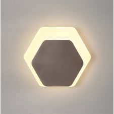 MADDI Hexagonal LED Wall Light in White with Offset Diffuser | Horizontal