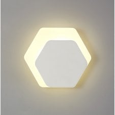 MADDI Hexagonal LED Wall Light in White with Offset Diffuser
