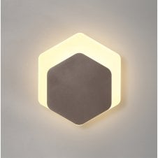 MADDI Hexagonal LED Wall Light in White with Offset Diffuser | Vertical