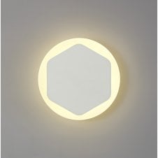 MADDI Hexagonal LED Wall Light in White with Round Diffuser