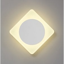 MADDI Round LED Wall Light in White with Diamond Diffuser