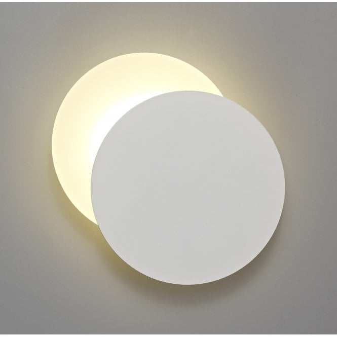 MADDI Round Offset LED Wall Light in White with Frosted Diffuser | 20cm
