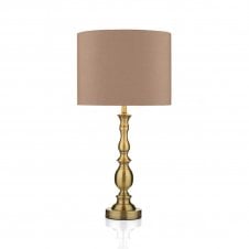 MADRID antique brass table lamp & beige shade