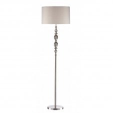 MADRID satin chrome floor lamp & white faux silk shade