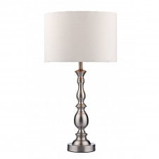MADRID satin chrome table lamp & white faux silk shade