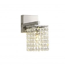 MAISIE modern chrome wall light with crystal droplet shade