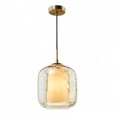 MAJELLA Ceiling Pendant | Aged Brass & Dimpled Champagne Glass Shade