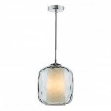 MAJELLA Polished Chrome Pendant | Dimpled Smoked Glass Shade