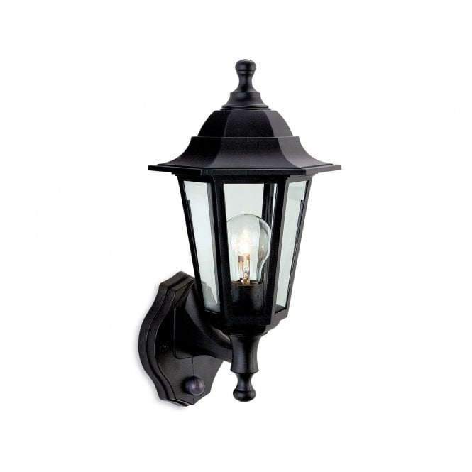MALMO Resin 1 Light Lantern - Uplight with PIR Black