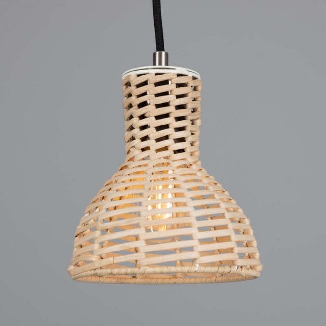 MALTA Small Rattan Ceiling Pendant | Antique Silver