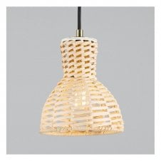 MALTA Small Rattan Ceiling Pendant | Polished Brass