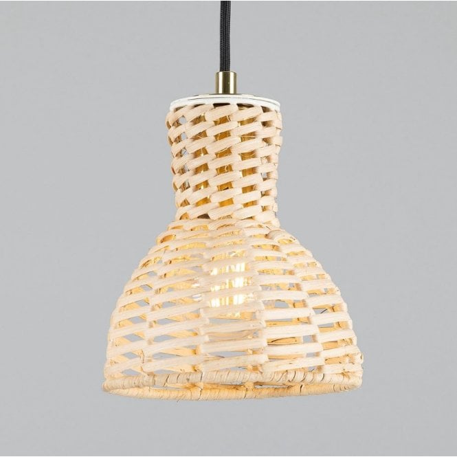 MALTA Small Rattan Ceiling Pendant | Polished Brass