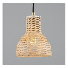 MALTA Small Rattan Ceiling Pendant | Satin Brass