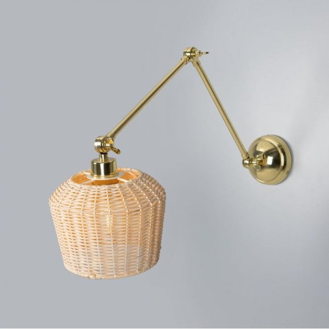 MANILA Rattan Adjustable Wall Light 20cm | Polished Brass