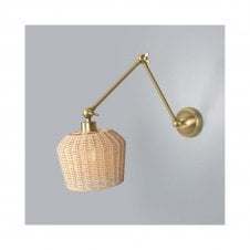 MANILA Rattan Adjustable Wall Light 20cm | Satin Brass