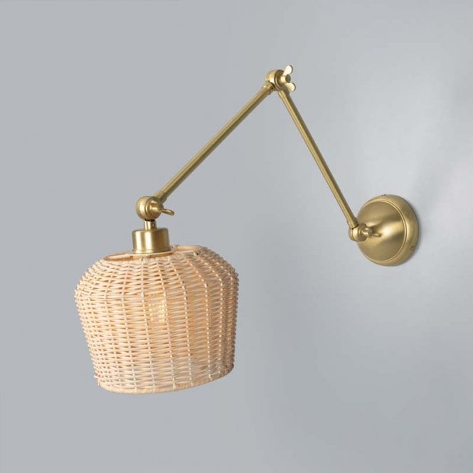 MANILA Rattan Adjustable Wall Light 20cm | Satin Brass