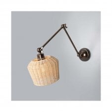 MANILA Rattan Adjustable Wall Light | 20cm Shade | Antique Brass