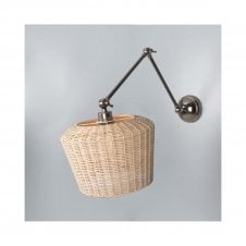 MANILA Rattan Adjustable Wall Light | 30cm Shade | Antique Silver