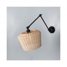 MANILA Rattan Adjustable Wall Light | 30cm Shade | Black