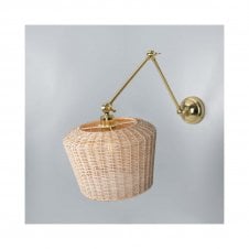 MANILA Rattan Adjustable Wall Light | 30cm Shade | Polished Brass