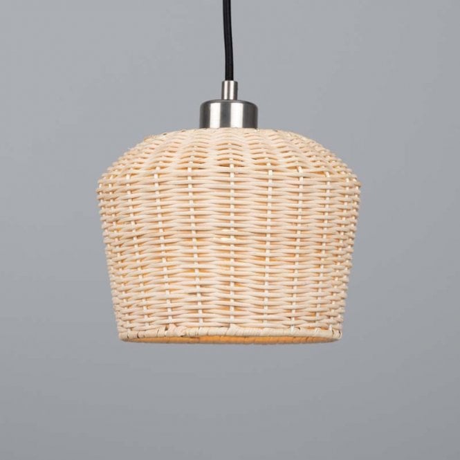 MANILA Rattan Ceiling Pendant | 20cm Shade | Antique Silver