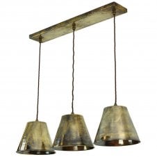 Map Room 3 Light Pendant Antique Brass C/W LB4 Bulbs