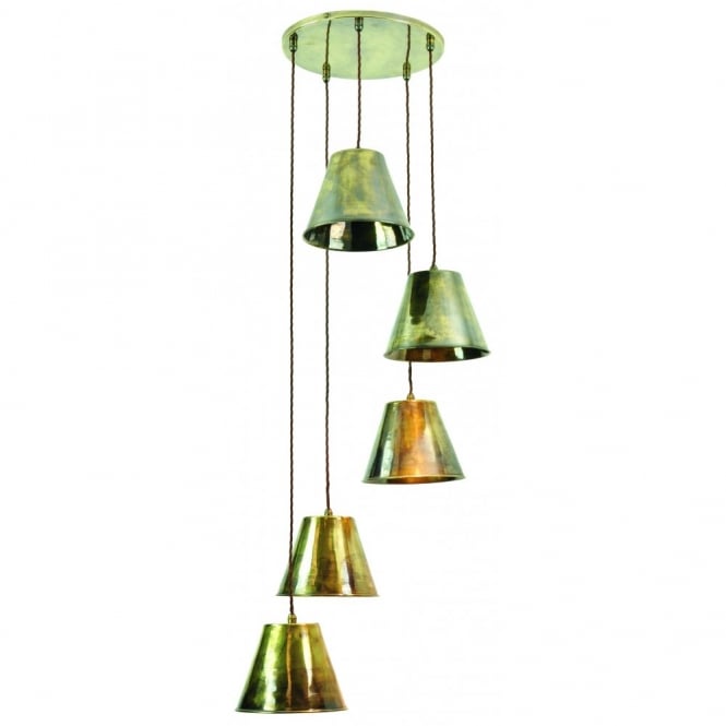 Map Room 5 Light Cluster Antique Brass C/W LB4 Bulbs