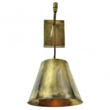 vintage industrial style suspended wall light in antique brass finish