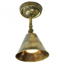 vintage industrial antique brass wall or ceiling light with adjustable shade