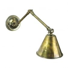 vintage industrial antique brass wall light with adjustable arm and shade