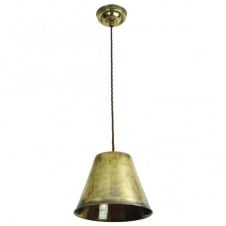 vintage industrial design single ceiling pendant in antique brass with LED bulb