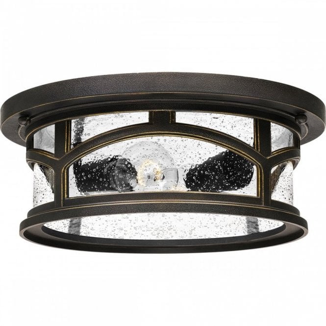 MARBLEHEAD flush mount palladian bronze and seeded glass outdoor light