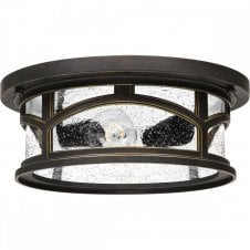 bronze and seeded glass flush outdoor light