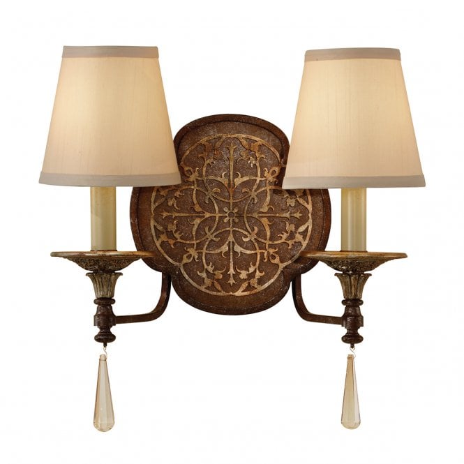 MARCELLA double bronze wall light, traditional fretwork detailing