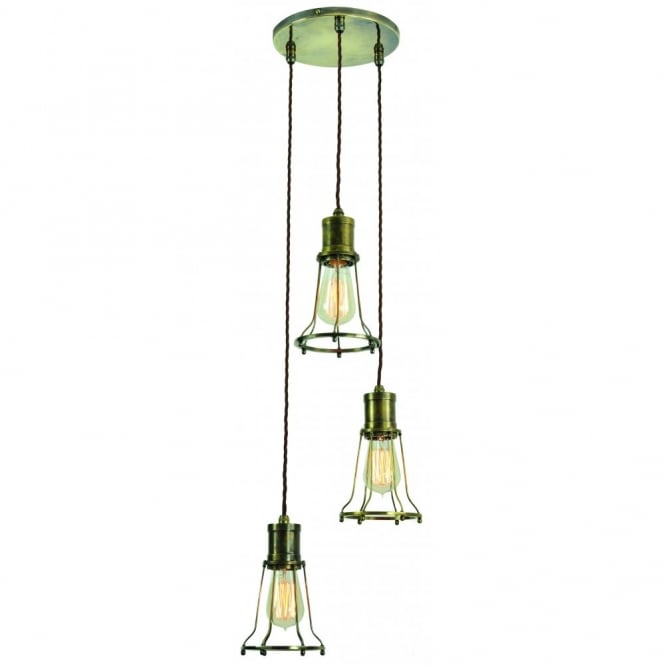 Marconi 3 Light Cluster Antique Brass C/W LB2 Bulbs