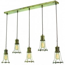 vintage antique brass 5 light ceiling bar pendant