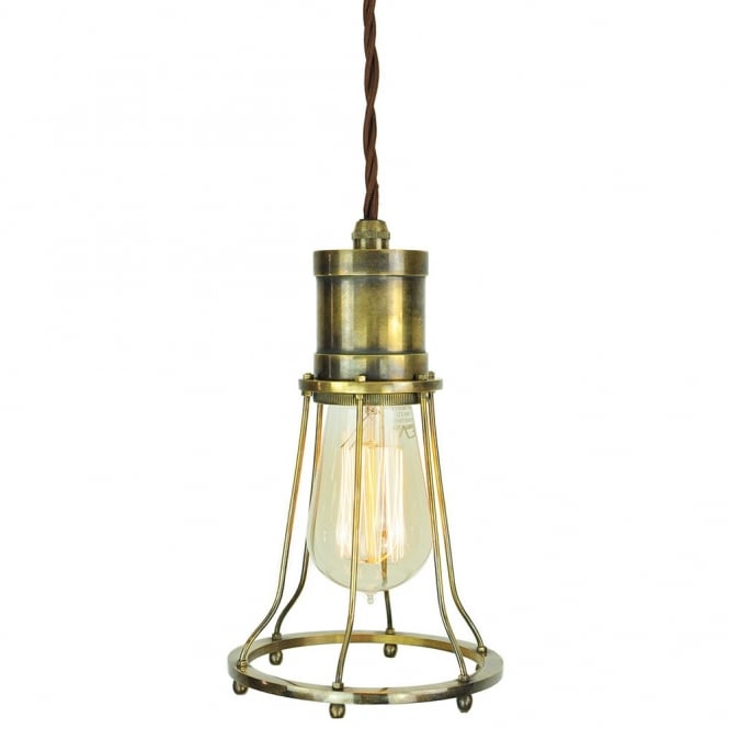 Marconi Pendant Antique Brass C/W LB2 Bulbs