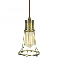 vintage antique brass ceiling pendant with squirrel cage bulb