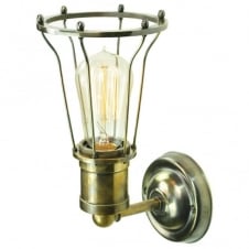 vintage design antique brass cage wall light with filament bulb